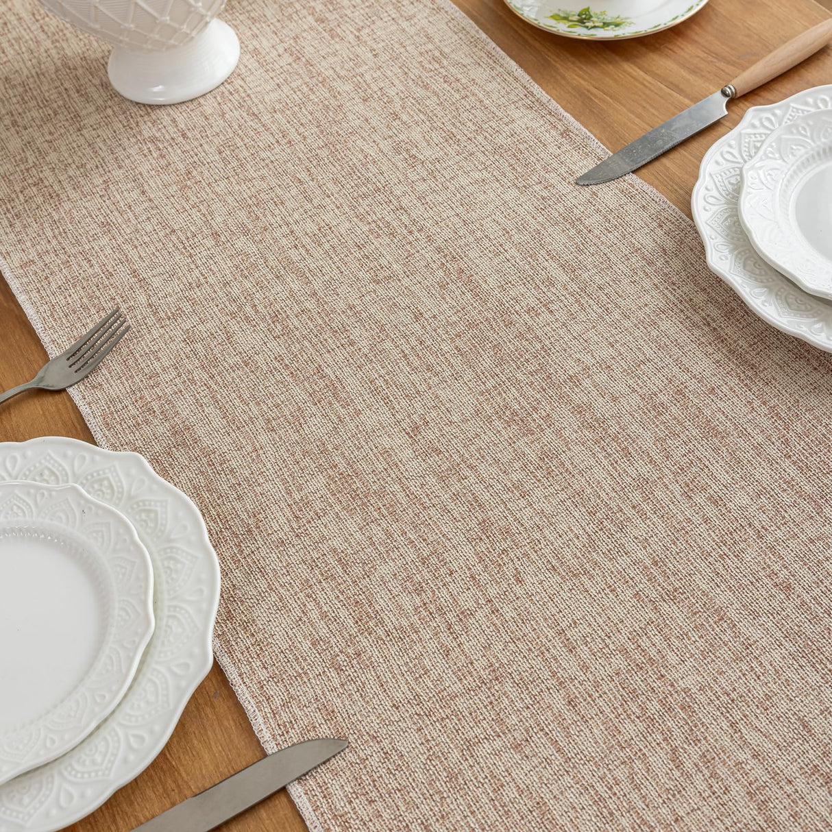 Laolitou Light Brown Table Runners 72 Inches Long, Farmhouse Boho Table Runner, Burlap Linen Texture Rustic Dining Table Decor Long, 13x72 Inches, Light Brown Laolitou