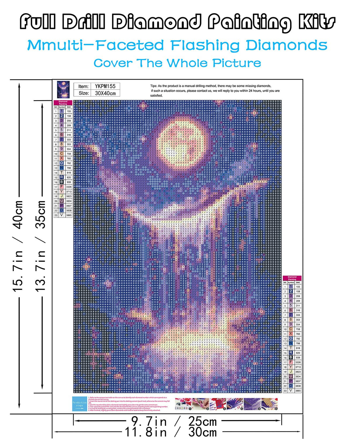 KINPLUB Moonlight Waterfall Diamond Art Kits for Adults Beginners, Moon 5D Diamond Painting Kits for Adults, DIY Full Drill Round Landscape Diamond Dots, Home Wall Decor 12x16 Inch KINPLUB