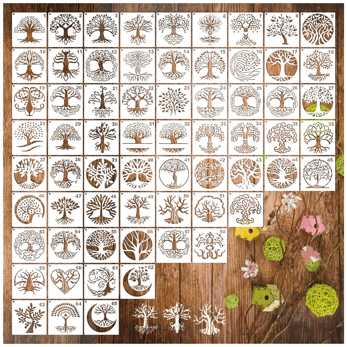 Small Stencils for Painting on Wood Reusable, 3 Inch Reusable Stencil for Craft Ornament Paint Template Stencils for Wall Card Rock Wood Signs Coasters Canvas Home Decor(Tree) Hosomono