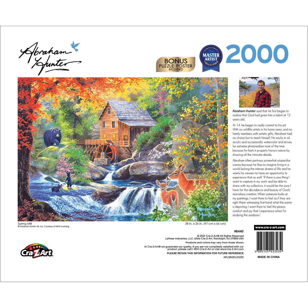 RoseArt - Abraham Hunter - Spring Mill - 2000 Piece Jigsaw Puzzle for Adults RoseArt