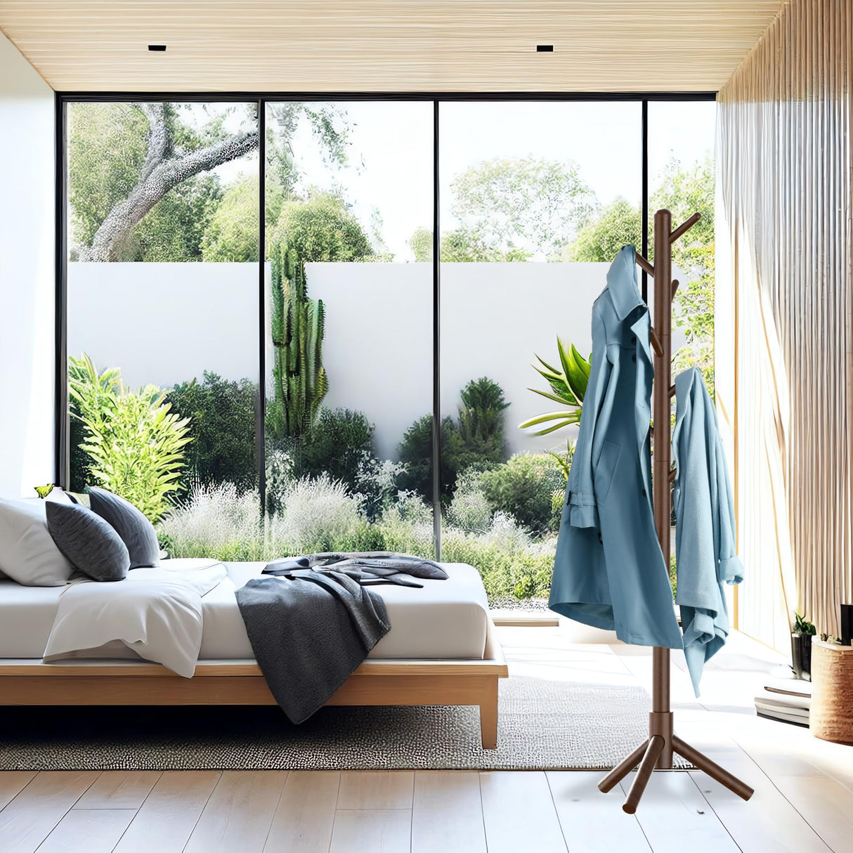 Simple Houseware Wooden Coat Rack Stand Garment Tree Rack, Walnut Simple Houseware