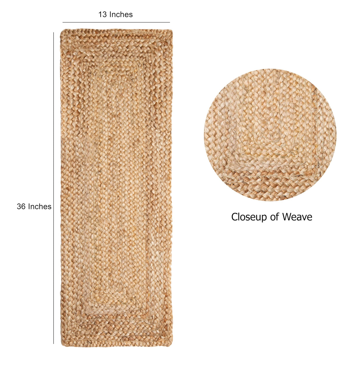 COTTON CRAFT Jute Braided Table Runner - Rustic Farmhouse Table Runner - Jute Kitchen Table Runner - Harvest Fall Thanksgiving Holiday Christmas Party Dining Tabletop Runner - 13x36 inches - Natural COTTON CRAFT