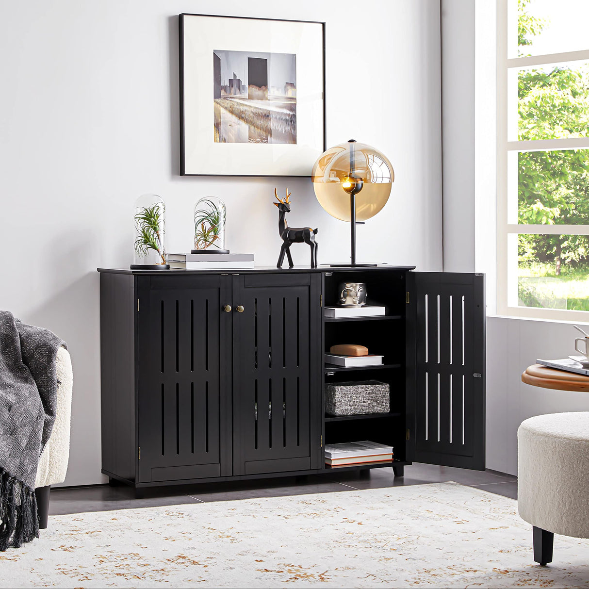 Yaheetech Free Standing Shoe Rack Adjustable Storage Organizer 4 Tier Shoe Rack Shelves Entryway Hallway Furniture for Bathroom Living Room Black Yaheetech