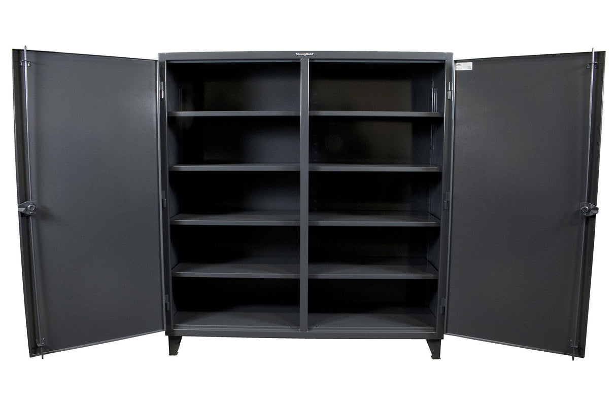 Strong Hold, 60" W x 24" D x 78" H, Industrial Cabinet, Heavy-Duty, Welded and Assembled, 12-GA Steel, Independent Locking Doors, 4 Adjustable Strong Hold