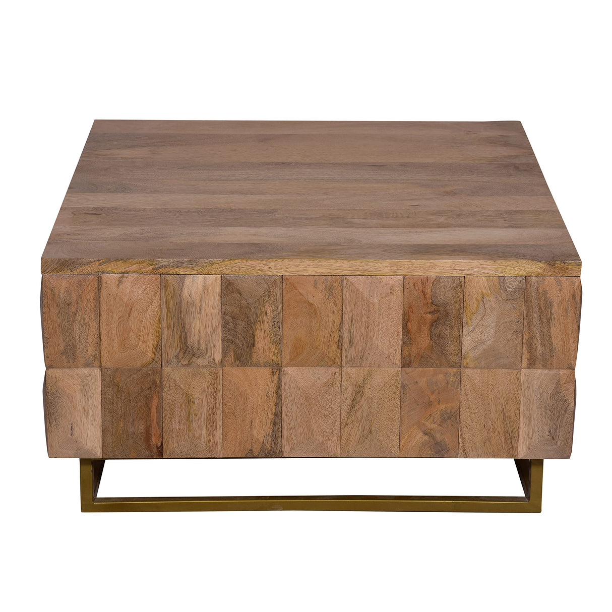 The Urban Port 33-Inch Lift Top Storage Trunk Coffee Table, Square, Mango Wood, Natural Brown TUP THE URBAN PORT