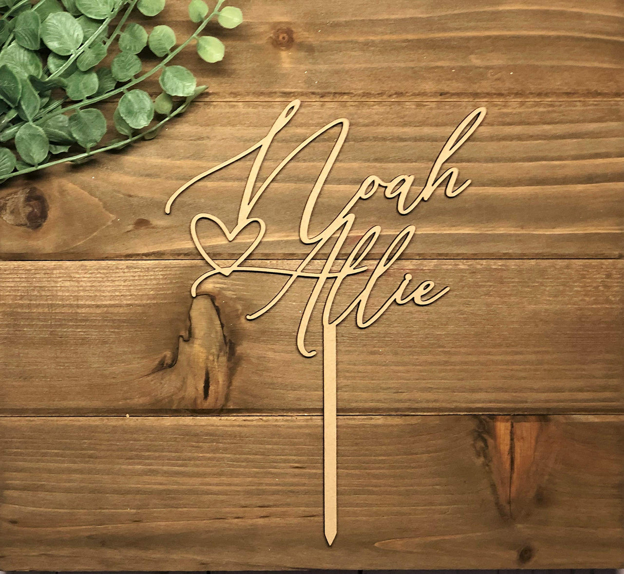 Personalized Rustic Name Wedding Cake Topper | Custom Cake Topper | Wood Cake Topper designLEE Studio