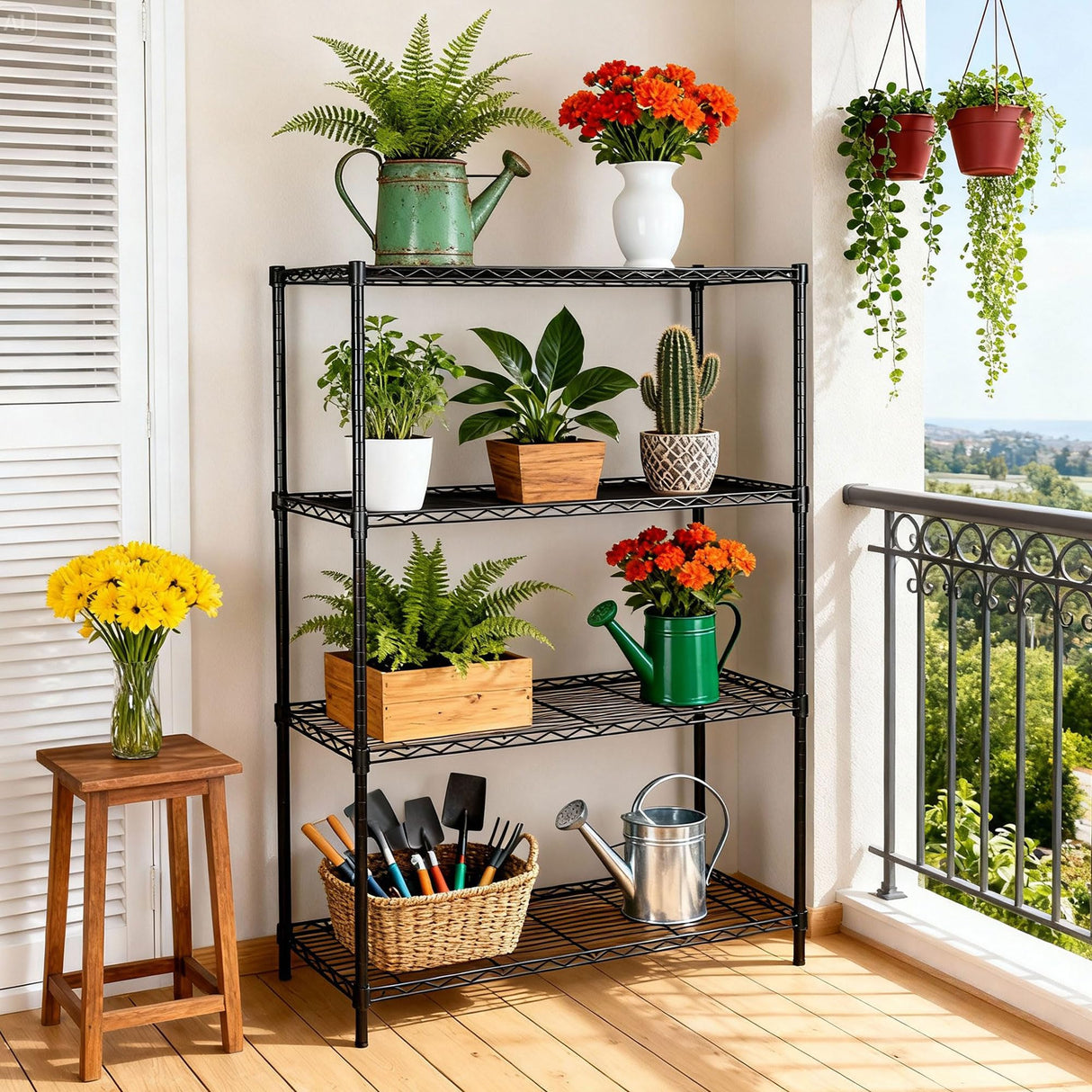 SUPER DEAL Black 4-Shelf Heavy Duty Storage Wire Shelving Unit for Restaurant Garage Pantry Kitchen Garage Rack (36L x 14W x 54H) SUPER DEAL