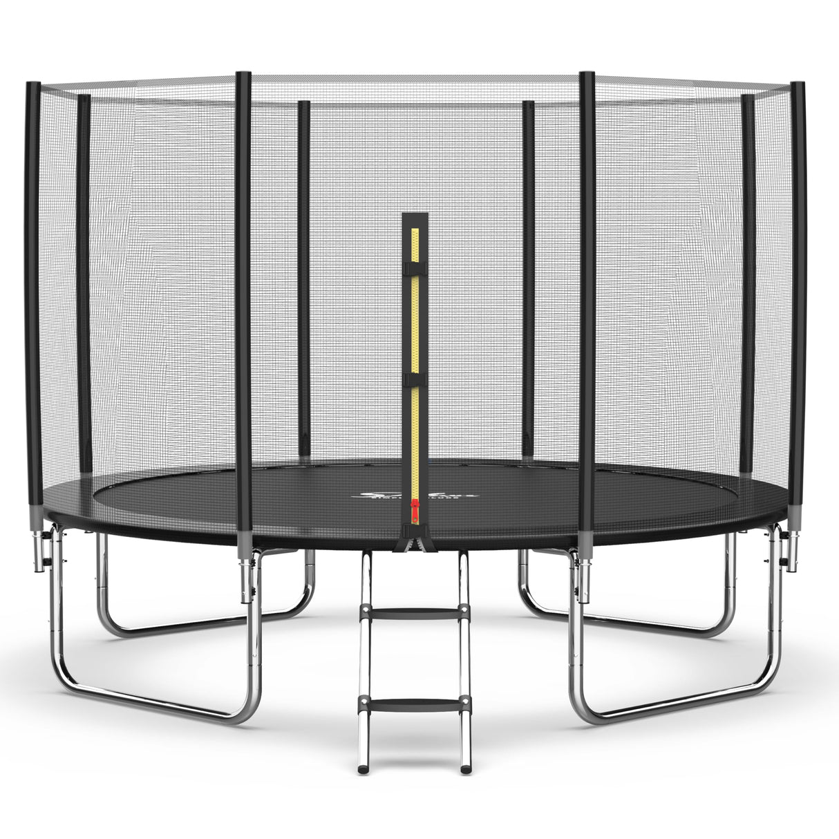 YSSOA 12FT Trampoline for Kids and Adults - Recreational Trampolines with Safety Enclosure, Wind Stakes, 400LBS Weight Capacity, Black Outside Net YSSOA