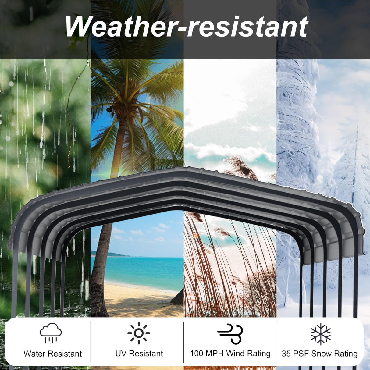 Chilihom Car Port Metal Carport 12 ×20 FT Heavy Duty Carport Kit, Metal Garage Carport Canopy with Galvanized Steel Frame and Roof, Car Tent Shelter Outdoor Storage Shed for Boats and Truck, Charcoal Chilihom