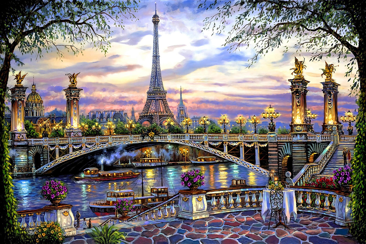 1000 Pieces Puzzles for Adult Wooden Jigsaw Puzzle 1000 Piece Puzzle Adult Children Elderly Puzzle Flower Eiffel Tower Paris Bridge Puzzle Gift for Mom Dad Family Friend Home Decor Wall Art 29.5x20IN najiaxiaowu