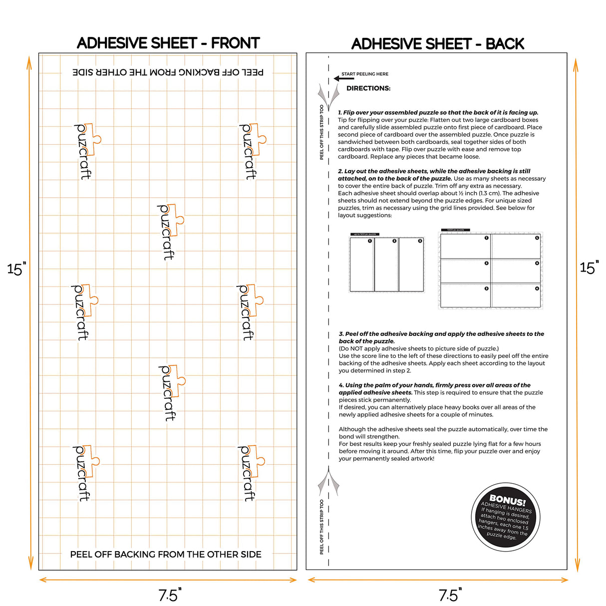 Puzcraft Puzzle Saver Adhesive Sheets (24 Sheets) Easiest Alternative to Messy Puzzle Glue Puzcraft