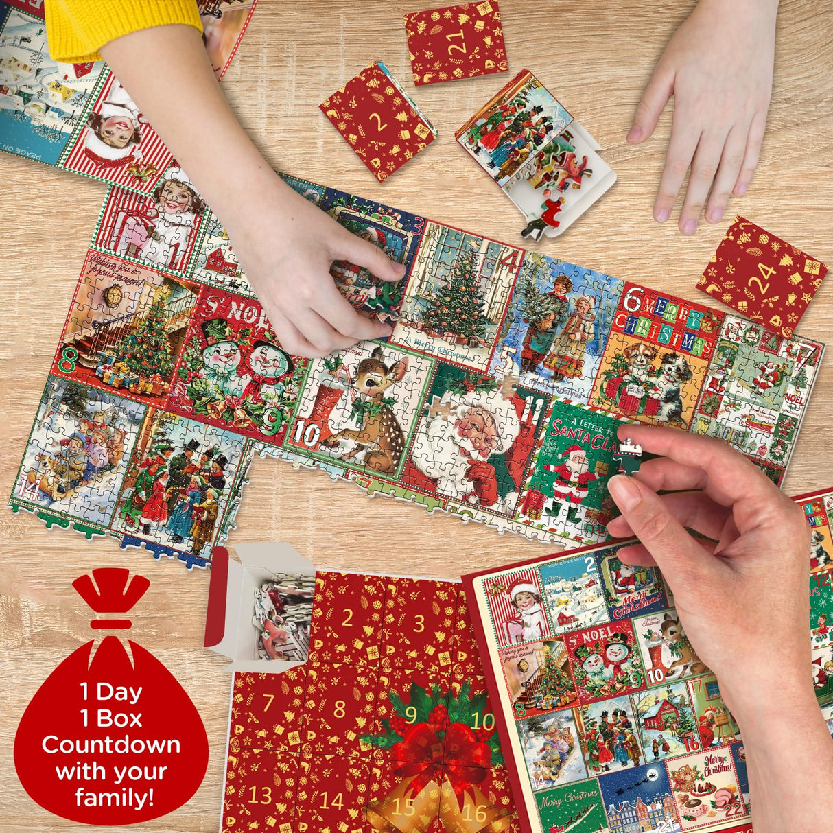 Christmas Advent Calendar Puzzle 1000 Piece for Adult, Christmas Countdown Calendar 2024 Jigsaw Puzzle, Holiday Santa Puzzle for Adult 1000 Piece BBOLDIN