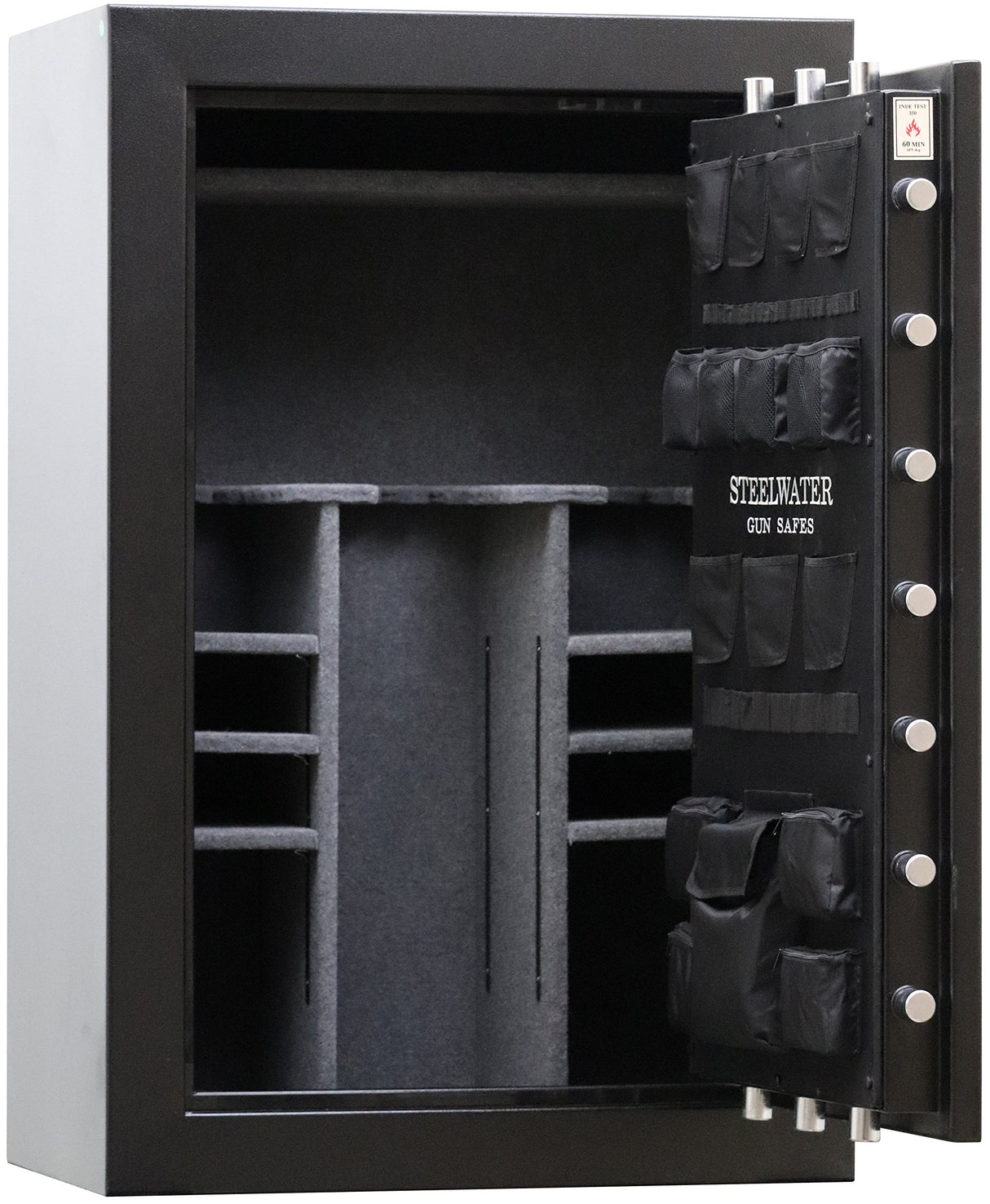 STEELWATER GUN SAFES New Improved Heavy Duty E.M.P Proof, 39 Long Gun, 60 MInute Fire Protection, Auto LED LIghts, Dehumidifier, Door Organizer, Interior Outlet, for Rifles and more. AMLD593924-EMP Steelwater Gun Safes