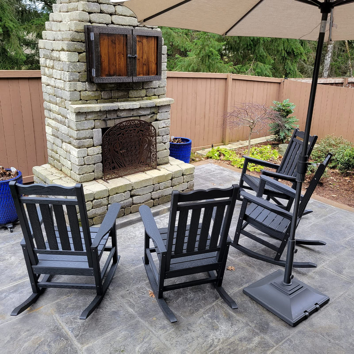 Stoog All-Weather Patio Rocking Chair with 400 lbs Weight Capacity, Oversized Porch Rocker Chair, for Backyard, Fire Pit, Lawn, Garden, Outdoor and Indoor, Black Stoog