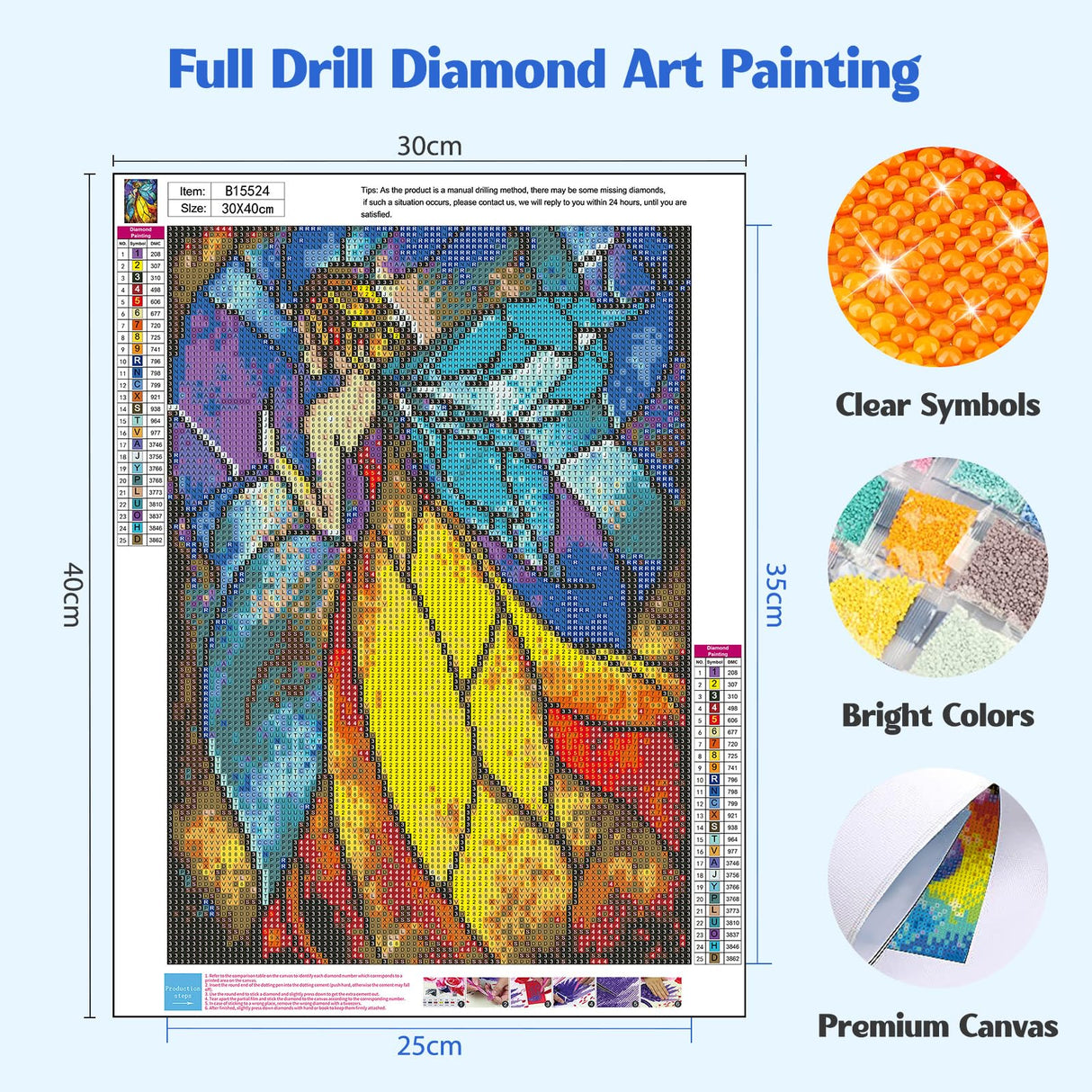 MISCER Fairy Diamond Art Kits for Adults, Glass Diamond Painting Kits for Beginners, 5D Full Drill Round Paint with Diamonds Pictures, Gem Art Painting DIY Crafts Kit Decor 12x16inch MISCER