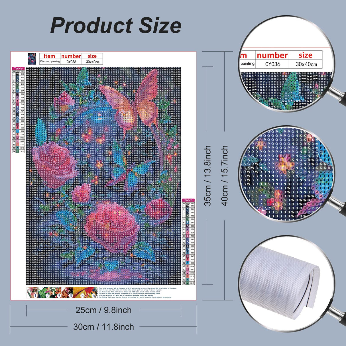 Stalente Diamond Painting Kits for Adults, Rose Flower Round Full Drill Diamond Art Kits, 5D DIY Paint with Diamonds Crafts for Home Wall Decoration Gifts 12×16 Inch, Butterfly Stalente