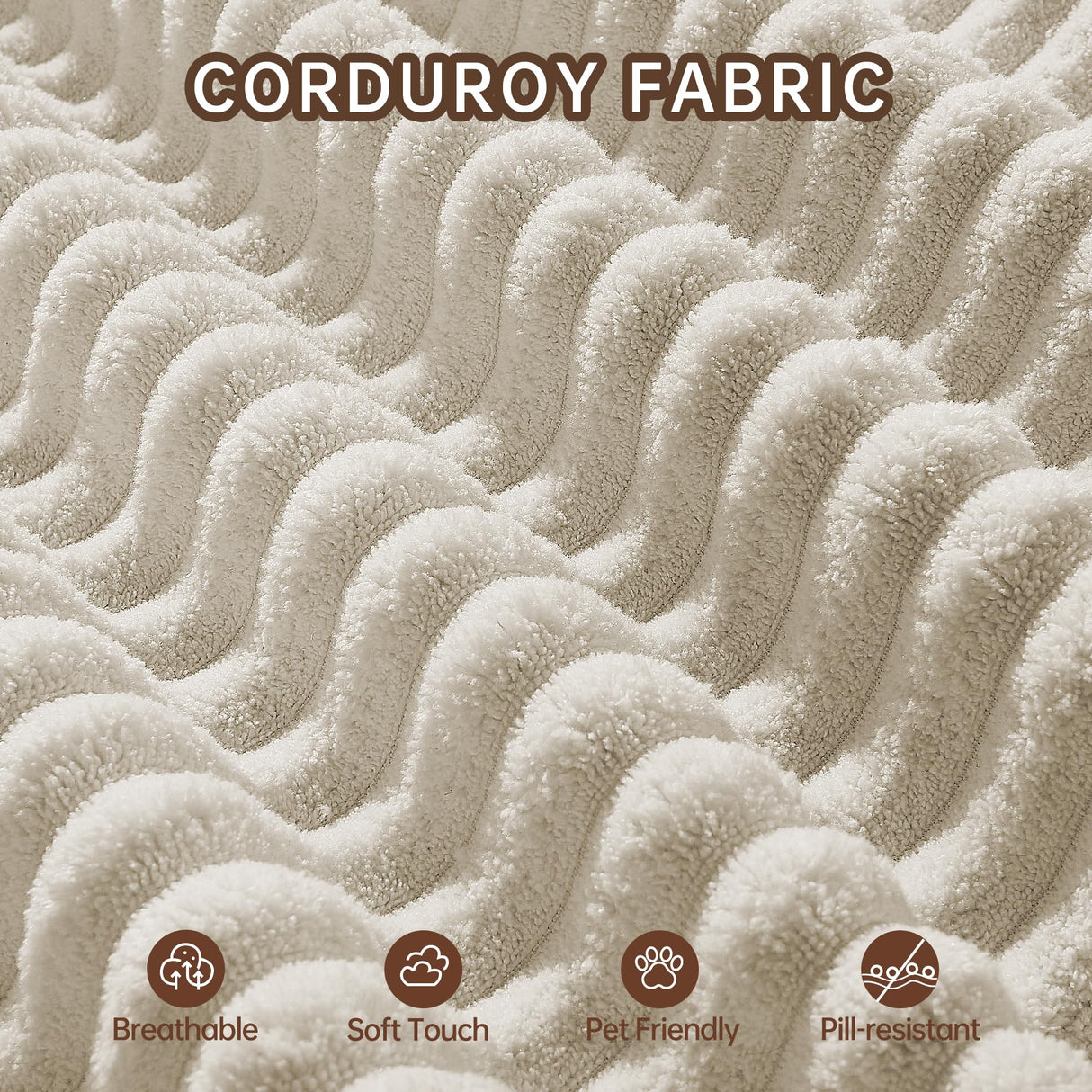 DURASPACE Cloud Sectional Couches, 126.2'' Modular U-Shaped Sofa with Deep Seat, Corduroy Boneless Sleeper Sofa Bed with Memory Foam for Living Room, No Assembly Required (Beige) DURASPACE