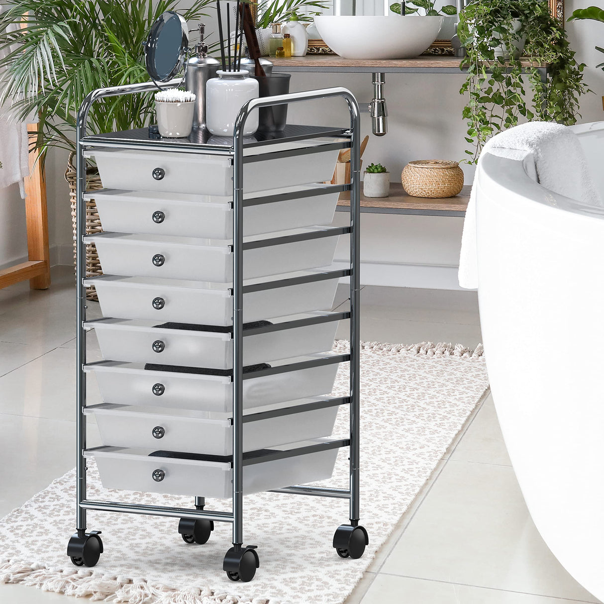 Simple Houseware 8-Drawers Rolling Storage Cart, Chrome Simple Houseware