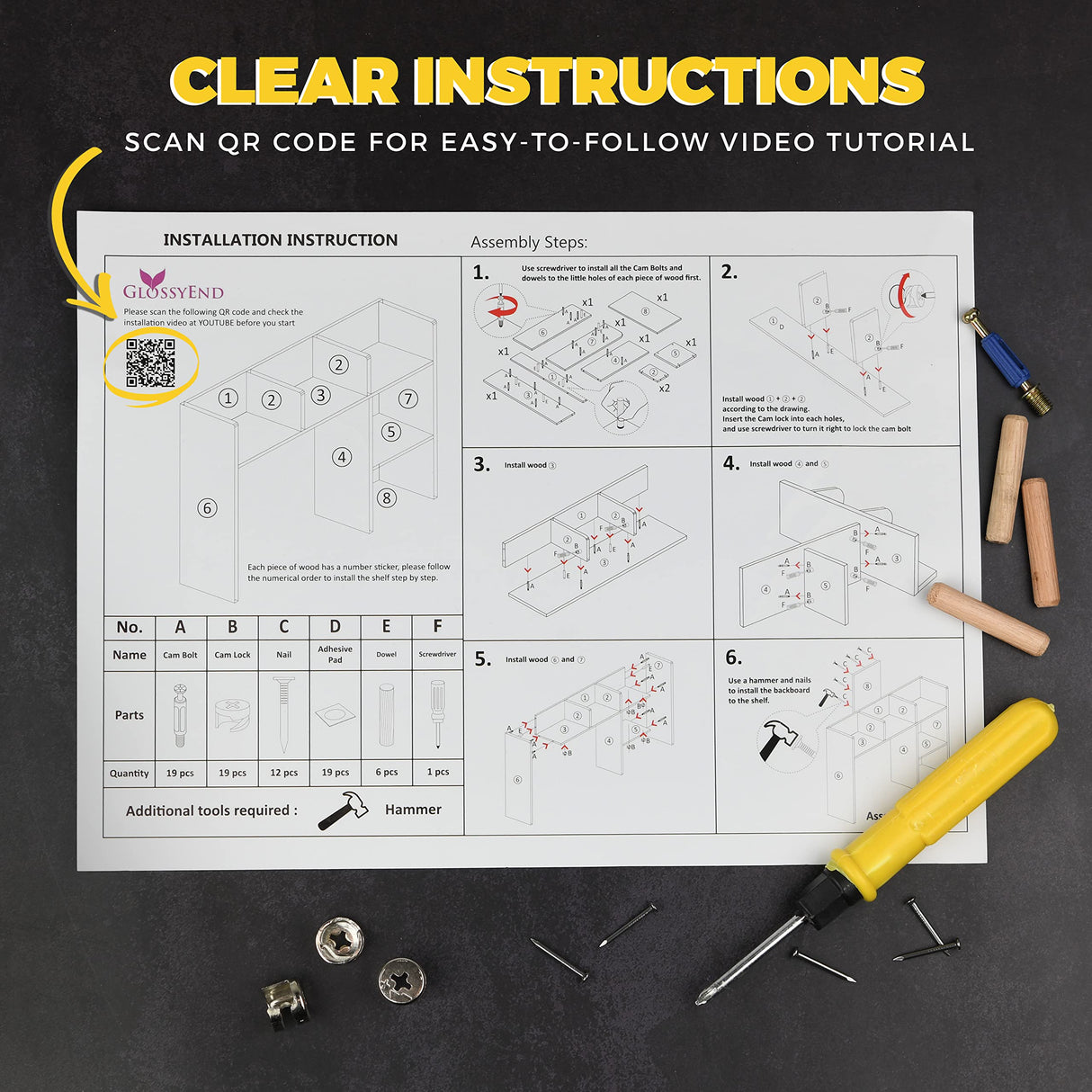 Sturdy and Elegant Grey Wood Desktop Bookshelf Organizer by GlossyEnd GlossyEnd