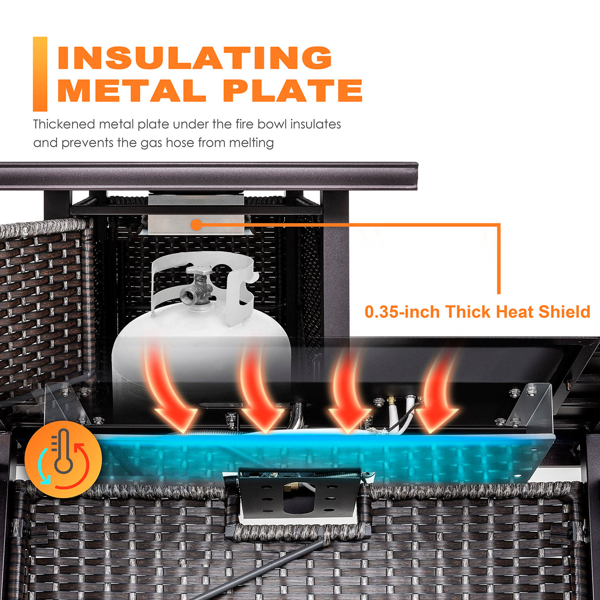 Nuu Garden Propane Fire Pit Table, CSA Certified 43 Inch 50,000 BTU Outdoor Propane Gas Fire Pit Table, Propnae Fire Pit with Ceramic Tabletop, Oxford Cover, 7 lbs Glass Stone, Dark Brown and Coffee NUU GARDEN