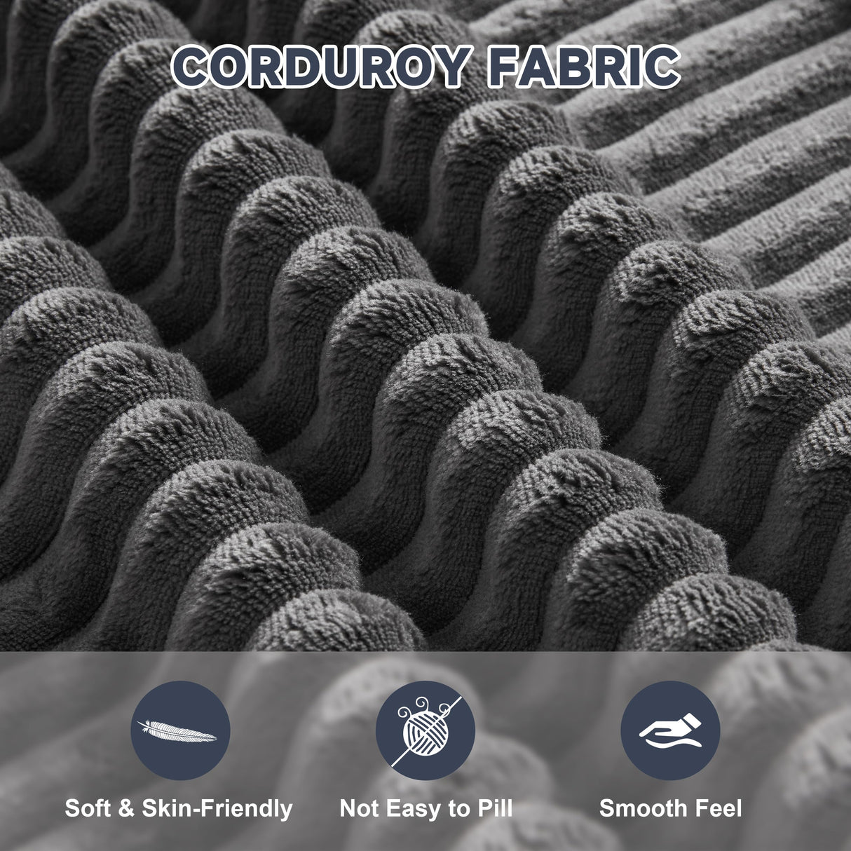 97" Boneless Couches for Living Room, Cloud Couch Sectional with Deep Seat, Comfy Couch with L-Shaped Chaise, Minimalist Upholstered Modular Sectional Sofa, No Assembly Required (Corduroy,Grey) Huatean Home