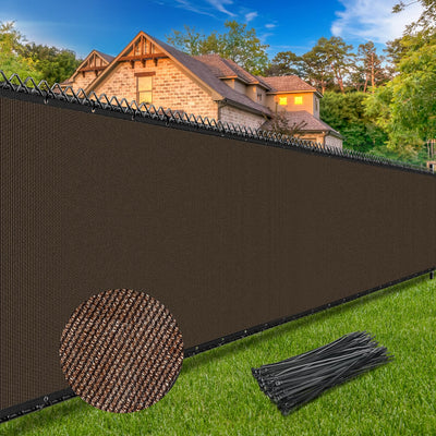 Winpull 6FT x 50FT Privacy Screen Fence Heavy Duty 170GSM Fencing Mesh Shade Net Cover Nickel-Plated Copper Grommets, 95% Blockage Fence for Outdoor Wall Garden Yard Backyard Pool (Brown)