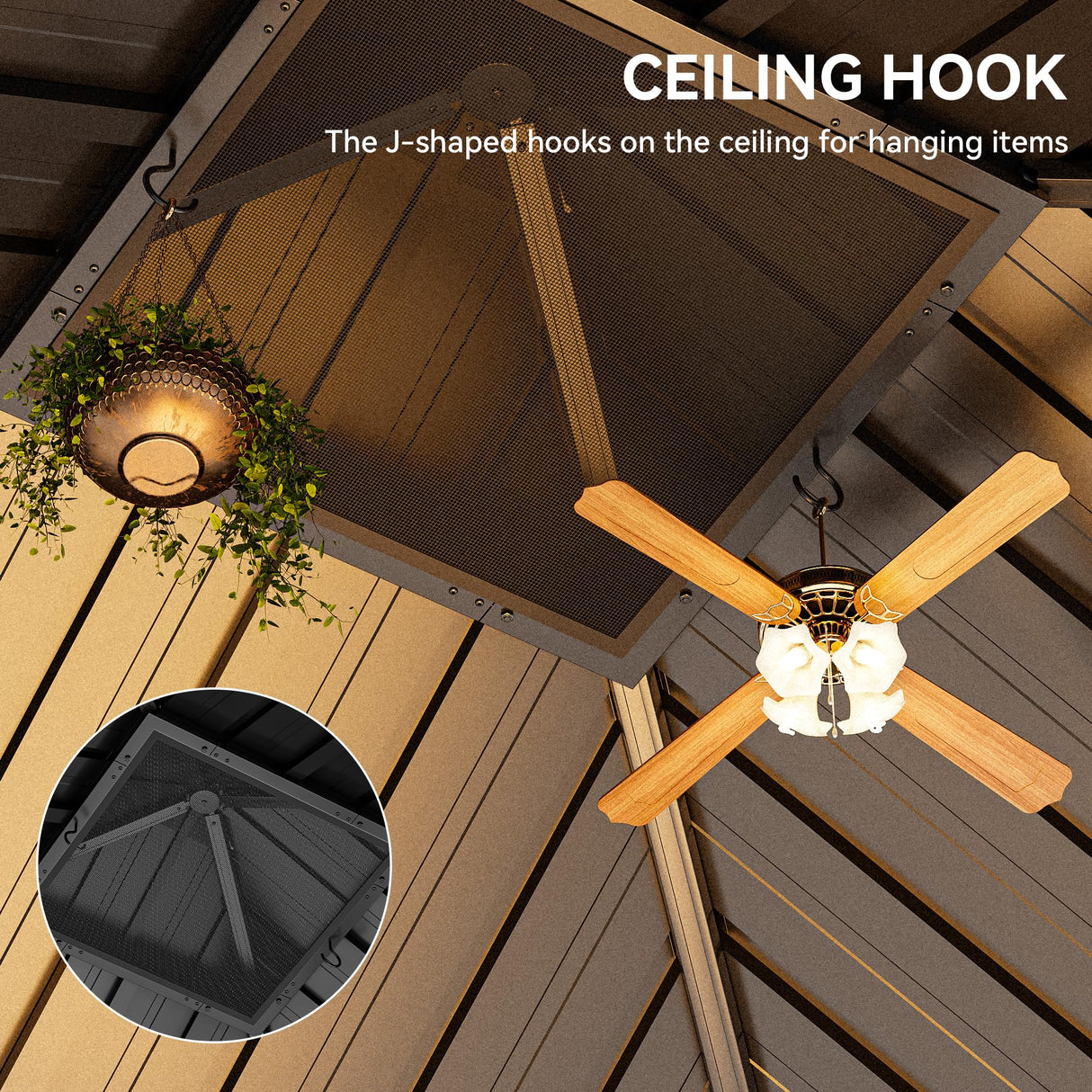 YITAHOME 10x10ft Hardtop Gazebo Heavy Duty Double Roof with Nettings and Curtains Galvanized Steel Outdoor Combined of Vertical Stripes Roof for Patio, Backyard, Deck, Lawns, Gray YITAHOME