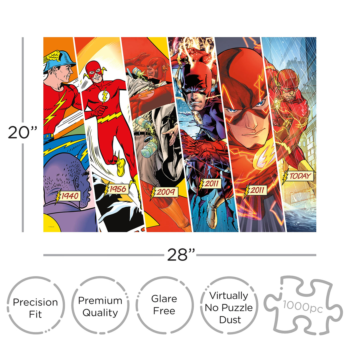 AQUARIUS DC Comics The Flash Timeline (1000 Piece Jigsaw Puzzle) - Officially Licensed DC Comics The Flash Merchandise & Collectibles - Glare Free - Precision Fit - 20x28 Inches AQUARIUS