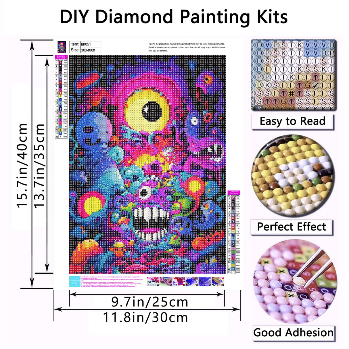 koemhxb Trippy Diamond Painting Kits for Adults-Eye Diamond Art Kits for Adults Beginner, Cartoon Gem Art Kits for Gift Home Wall Decor(12x16inch) koemhxb