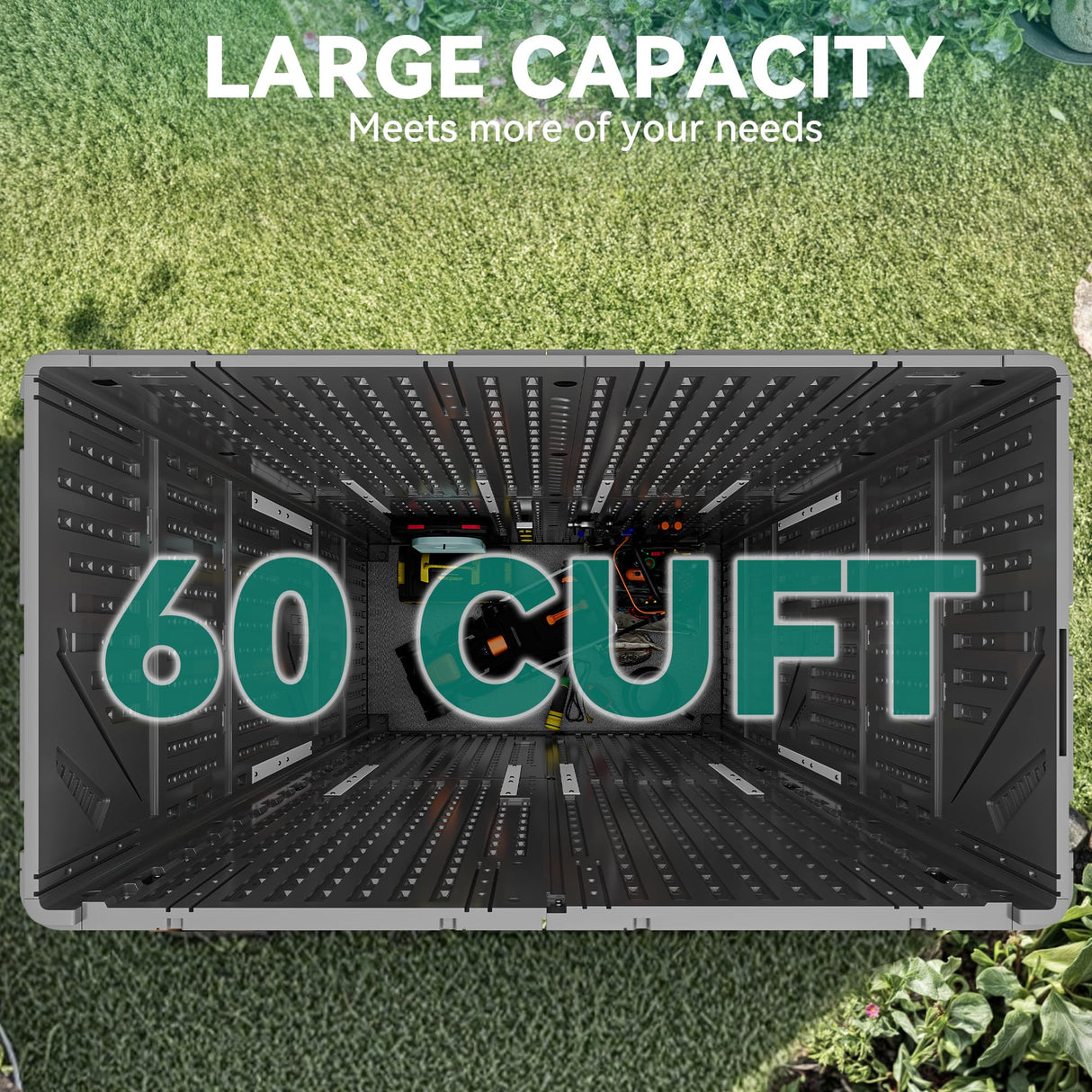 YITAHOME 60 cu ft Tall Outdoor Storage Shed w/o Shelf, Resin Vertical Outdoor Storage Shed, Large Waterproof Storage Cabinet for Garage, Poolside, and Garden (Dark Gray + Black) YITAHOME