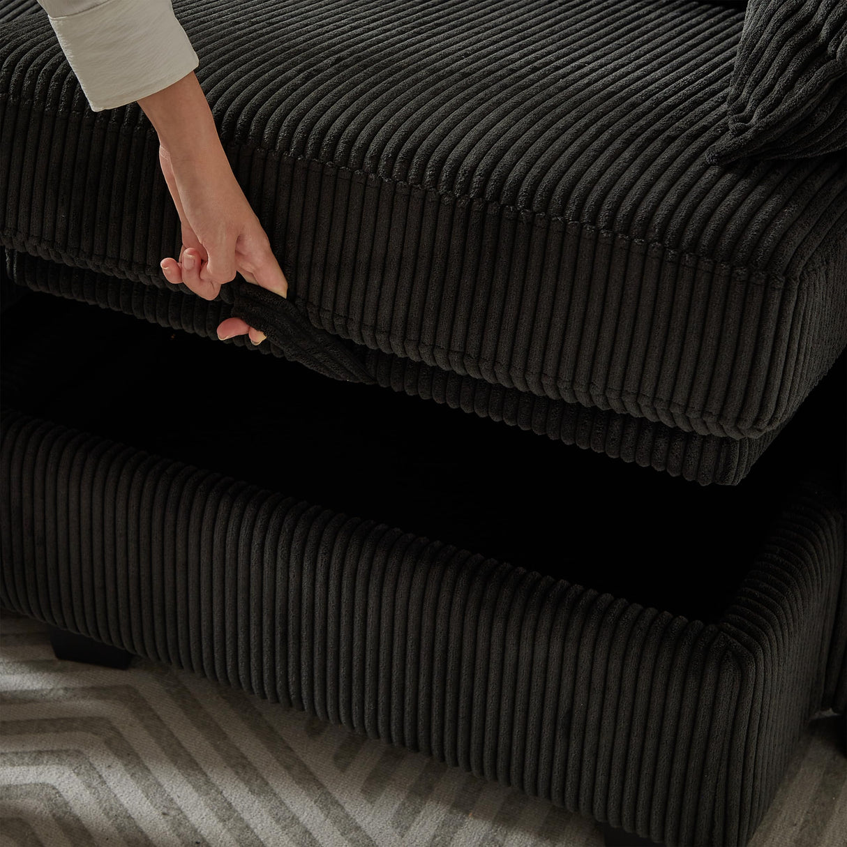 6 Seater Oversized Free Combination Convertible Modular Sectional Sofa, U / L Shaped Extra Large Corduroy Reversible Sleeper Corner Couch with Storage and Movable Ottomans for Living Room Apartment Eafurn