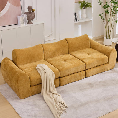 MAXMAXX 102" Modular Sectional Cloud Sofa,4-in-1 Folding Convertible Sofa Bed, Floor Boneless Couch, Modular Cushion Couch,Suitable for Living Room,Bedroom and Recreation Room(Yellow)