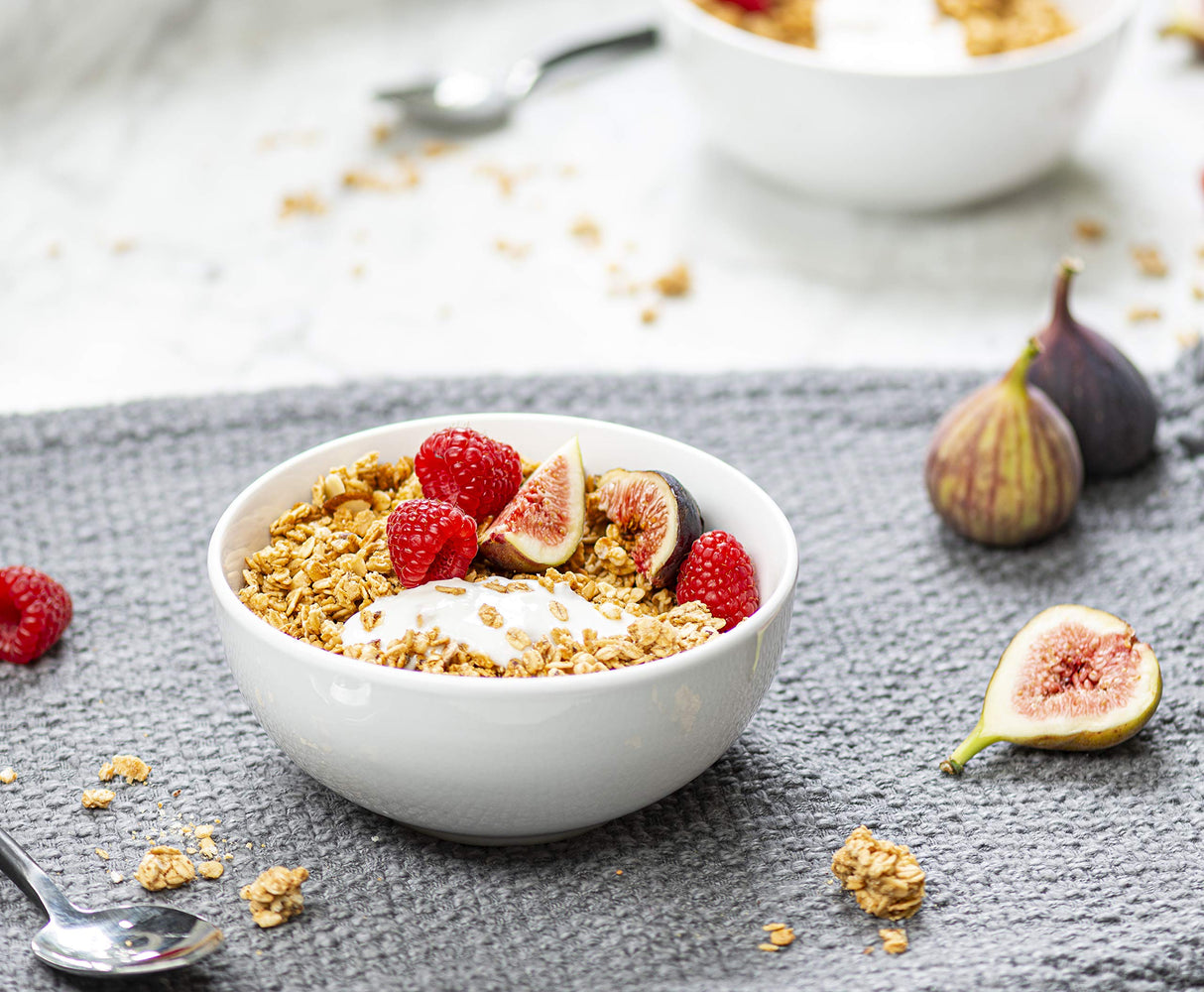 KooK Soup Bowl, Cereal Bowl, Bowl Set, White Ceramic Bowls, Set of 6, Microwave, Dishwasher and Freezer Safe, Chip Resistant, for Pasta, Salad, Oatmeal, Deep Interior, 24 Oz (White, 6 Inch) KooK