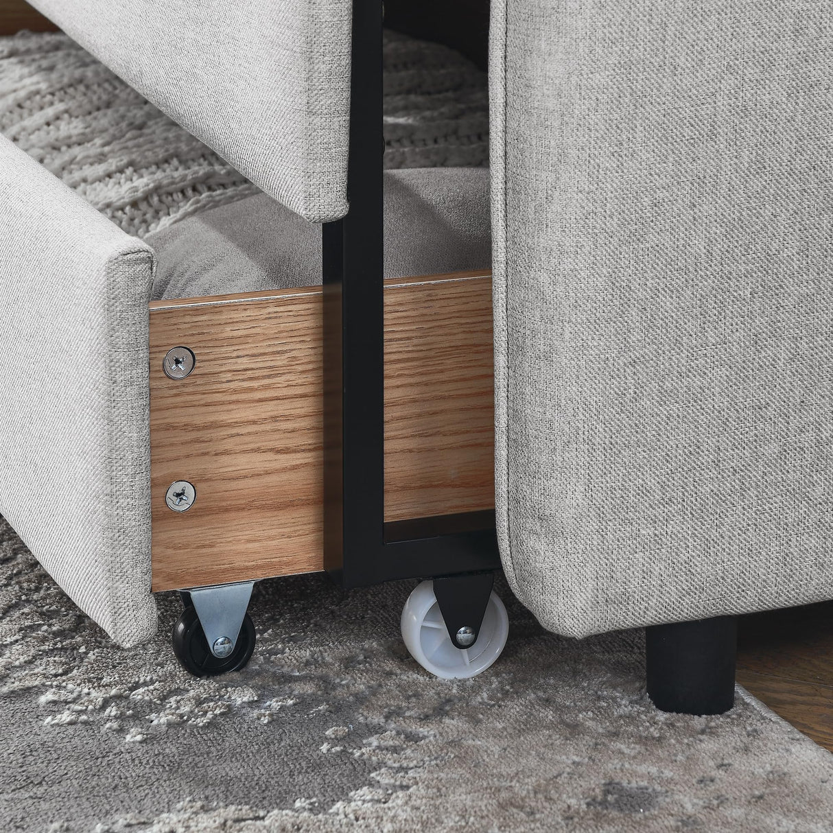 Twin to King Daybed Frame with Two Storage Drawers, Modern Upholstered Button Tufted Day Bed Nailhead Trim and Wood Slat for Bedroom Guest Room, No Box Spring Needed(Twin to King, Beige) SLEERWAY