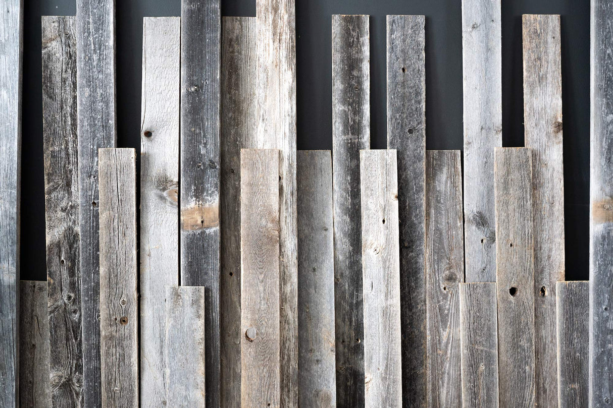 BarnwoodUSA Rustic Farmhouse Reclaimed Bundle | 12 inch Plank Wall Panels Remodeling| DIY Repurposed Decoration Shiplap Natural Weathered Gray Pack of 6 Planks BARNWOODUSA