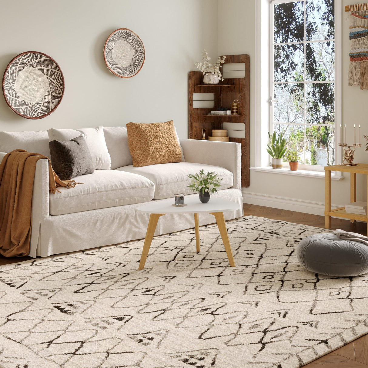 YAUKOMEL Small Oval Coffee Table,31.5" White Leaf-Shaped Center Table,Mid Century Minimalist Display Coffee Table for Living Room Small Space,Easy Assembly,White LCT50W YAUKOMEL