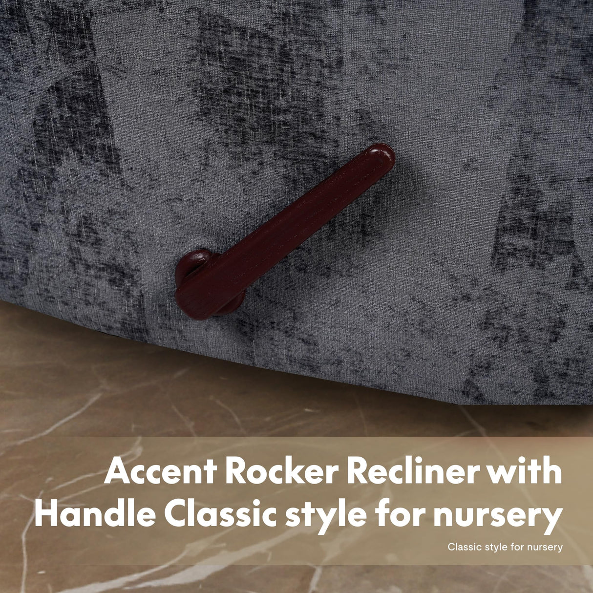 Softa Classic Swivel Rocker Recliner Chair for Adults with Handle, Massage Rocker Recliner, 360° Swivel Glider Nursery Chair with Premium Chenille, High Back, Living Room Bedroom Nursery (Gray) Softa