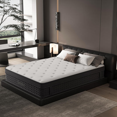 Queen Size Mattress, 12 Inch Queen Mattress in a Box, Cooling Matress with Memory Foam & Individual Pocket Springs for Pressure Relief & Spinal Alignment, Zoned Back Support & Motion Isolation