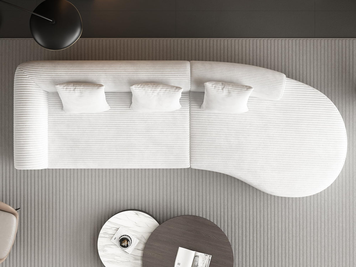 ZIGHTH 123'' Corduroy Cloud Compression Couch Sectional Sofa with Deep Seat, Comfy Plush Sectional Sofa Couch for Living Room, L Shaped Cloud Sectional Sofa Couch, No Assembly Required. White ZIGHTH