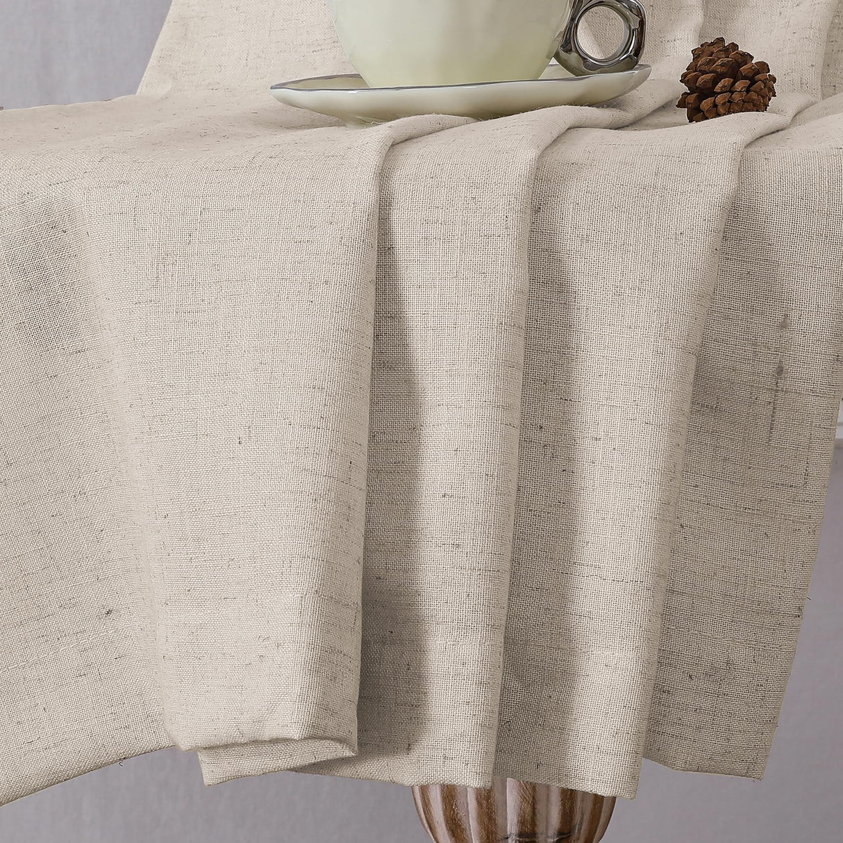 H.VERSAILTEX Linen Curtains 84 Inch Length for Living Room 2 Panel Set Neutral Modern Farmhouse Window Privacy Light Filtering Drapes for Farmhouse Window Treatment Curtains, 52 x 84 - Linen H.VERSAILTEX