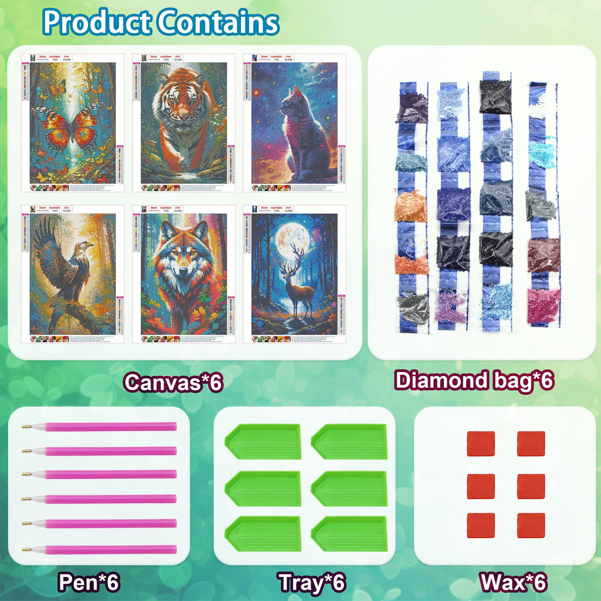 UiSdfuy Diamond Art Kits Crafts DIY 5D Diamond Art Packs Kits Full for Adults Beginner,Home Wall Decoration Gift 11.8x15.7inch (6 Pack Wild Animal) UiSdfuy