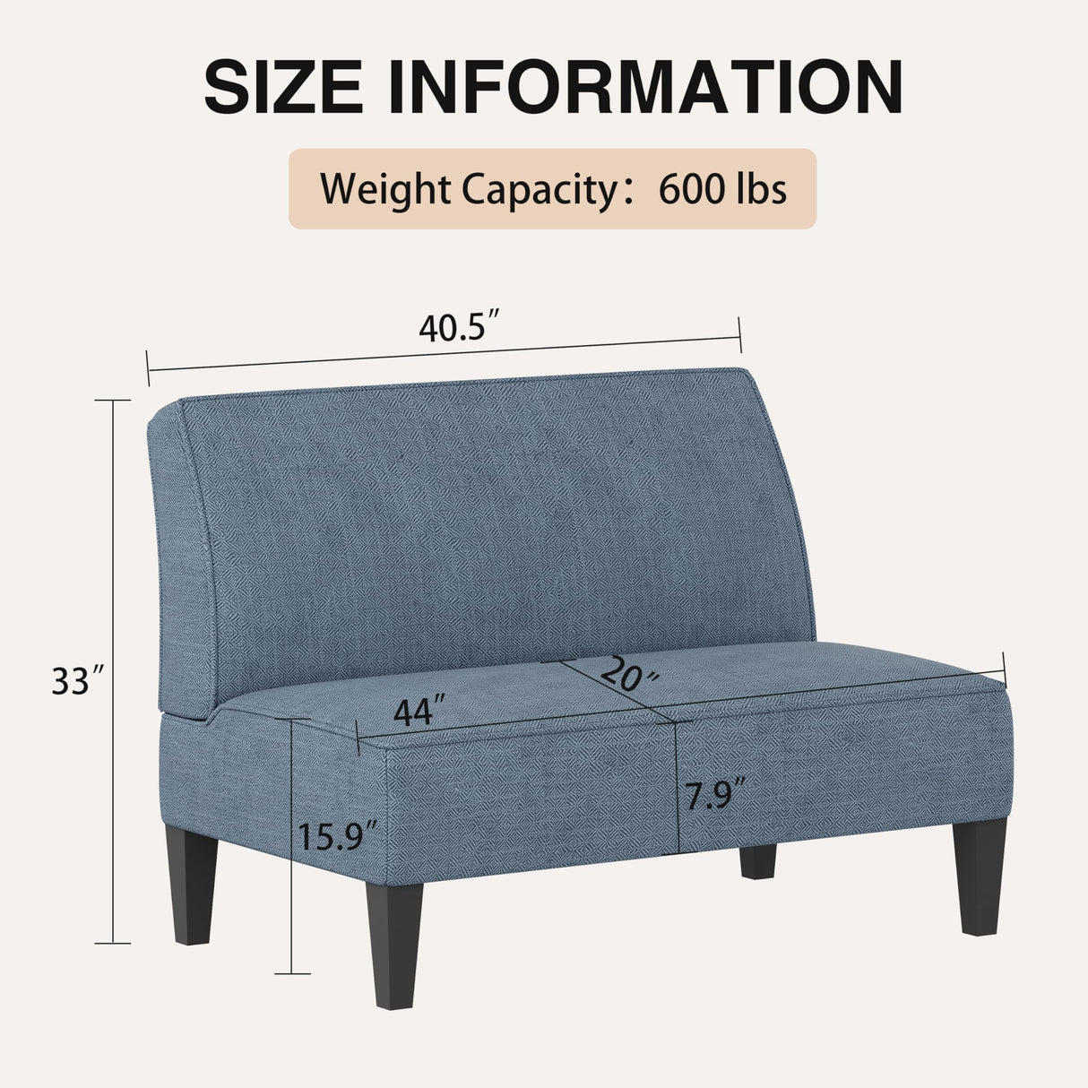 Changjie Furniture Small Loveseat Sofa Upholstered Mini Couch for Small Spaces 2-Seater Sofa Couch with Wooden Legs for Bedroom Living Room (Prints) Changjie Furniture