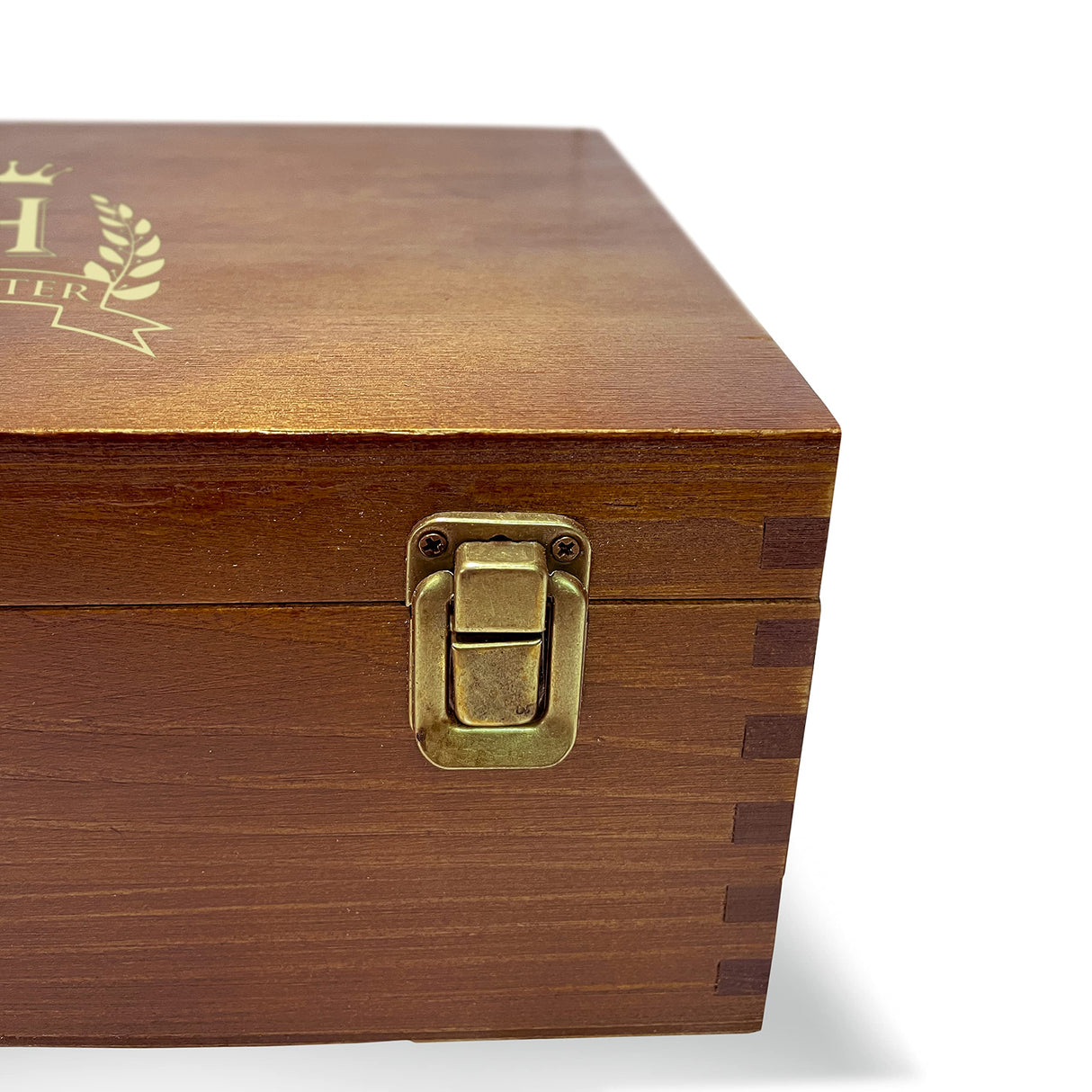 Customized Monogrammed Whiskey Decanter Set - 2 Glasses, Engraved Shield Crown Design - Wedding Decanter with Wood Box Krezy Case