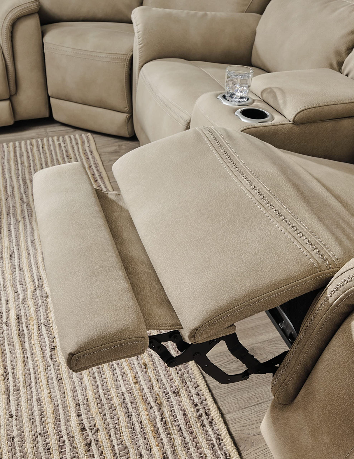 Signature Design by Ashley Next-Gen DuraPella Faux Leather Zero Wall Power Reclining Sofa with USB, Beige Sand Signature Design by Ashley