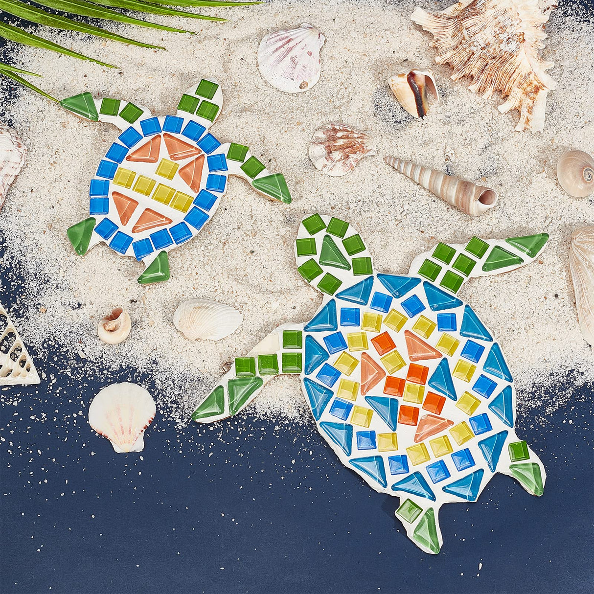 WEBEEDY 2 Set DIY Sea Turtle Mosaic Kit Wall Art Turtle DIY Craft Kit for Adults Patio Yard Pool and Garden Christmas Decor Crafts Gift for Fun Home Activities WEBEEDY