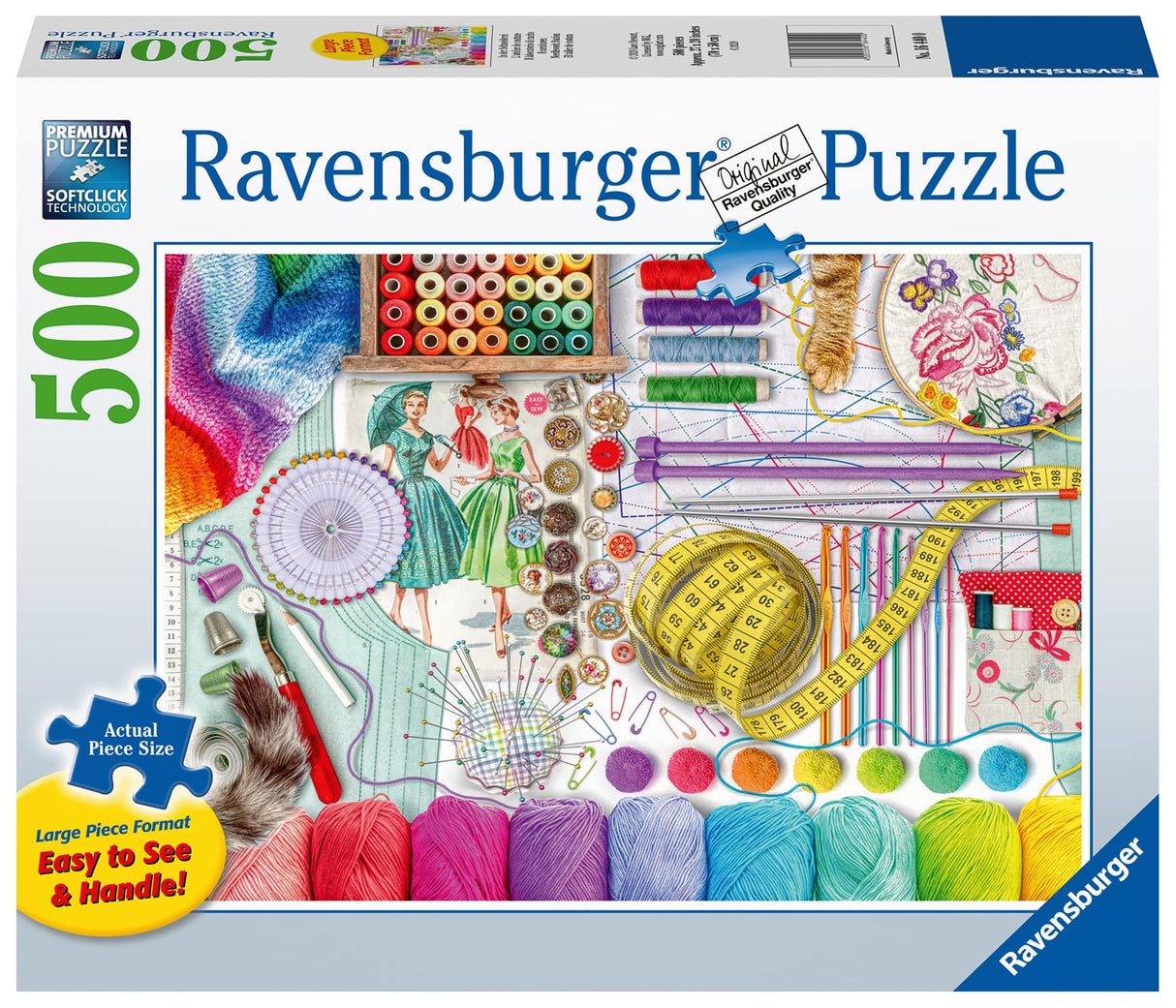 Ravensburger 16440 Needlework Station - 500-Piece Jigsaw Puzzle | Large, Easy-to-Handle Pieces | Unique Softclick Technology | Ideal for Adults Ravensburger