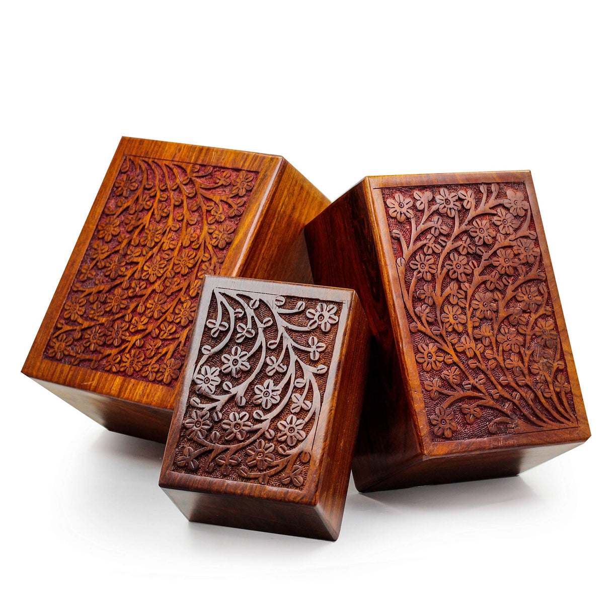 Artisans Crafted Premium Rosewood Decorative Hand Carved Wooden Urns | Carved with Precision | Memorial Wooden Urns for Loved Ones | Nagina International (X-Large) Nagina International