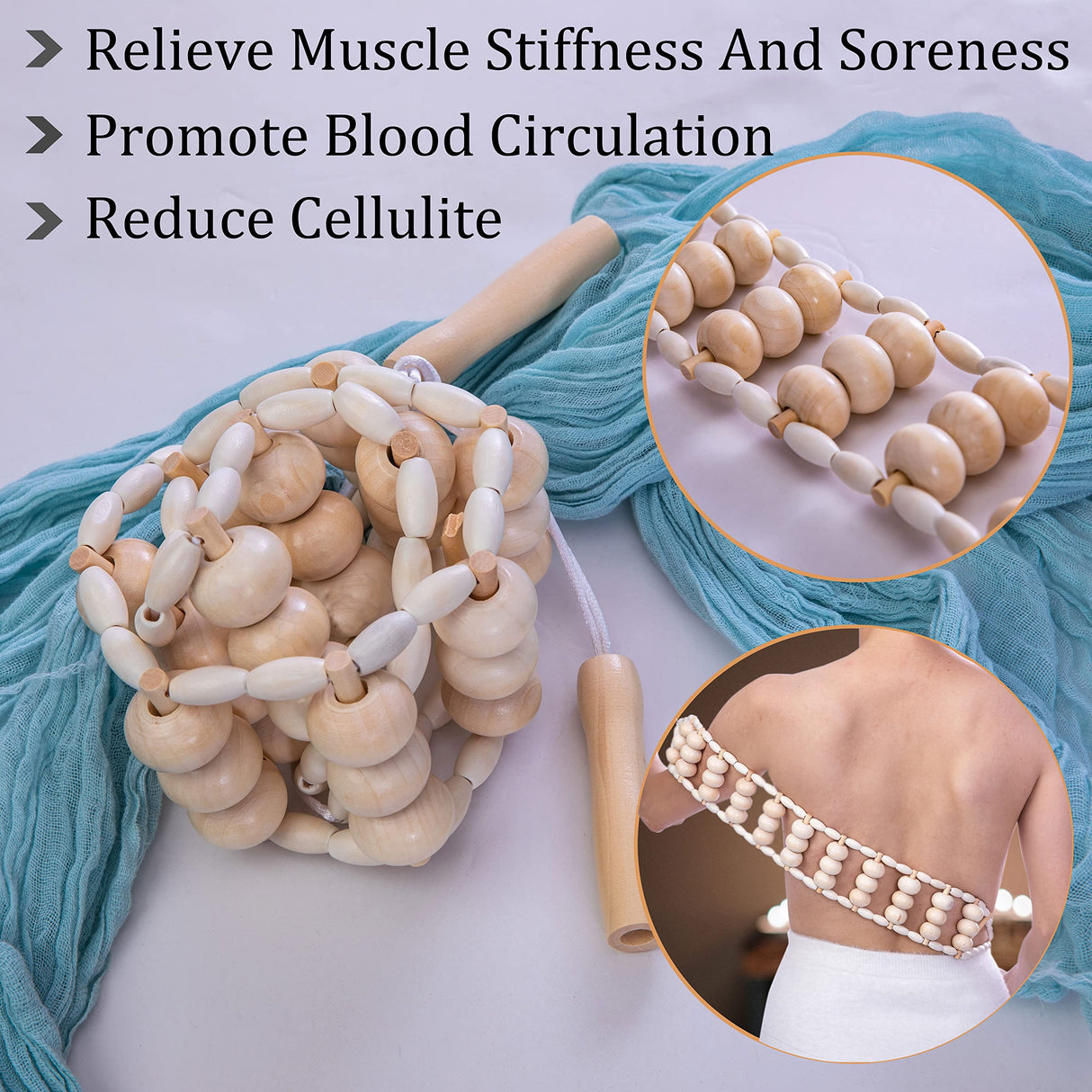 lianjindun 6 in 1 Wood Therapy Massage Tools, Maderoterapia kit, Wood Therapy Set, Lymphatic Drainage Massager, Wooden Gua Sha Tools, Wooden Massager Roller Rope for Body Shaping Anti Cellulite lianjindun
