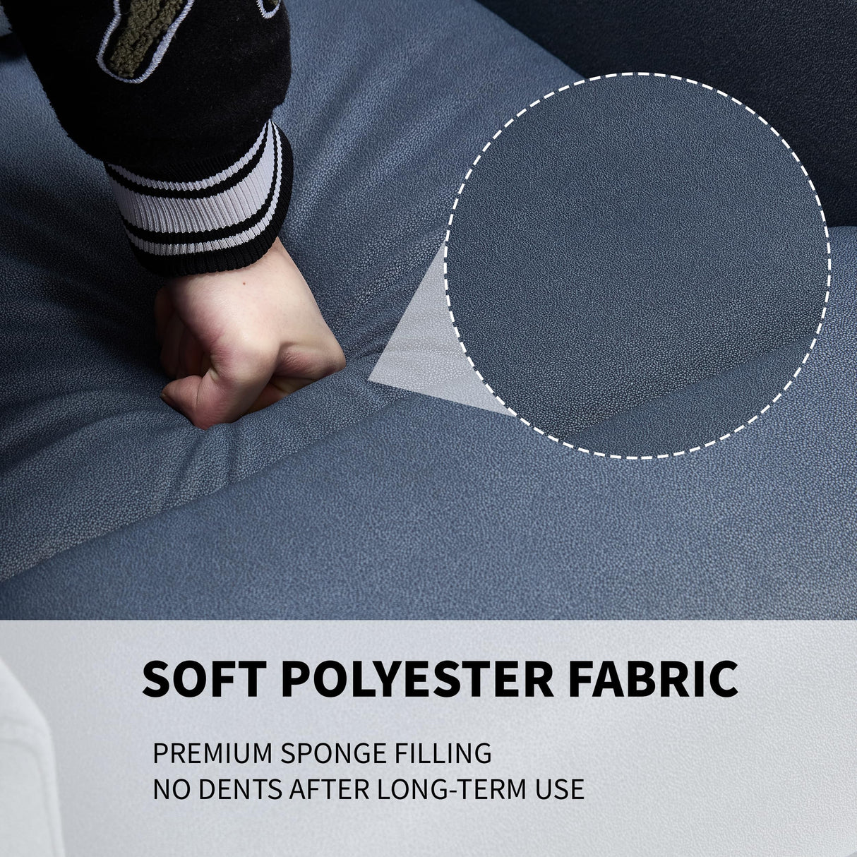 360° Swivel Rocking Chair for Nursery, Manual Glider Chair Nursing Chair with Side Pockets, Polyester Glider for Living Room, Heavy Duty Motion Mechanism, Blue Gray Luxlen