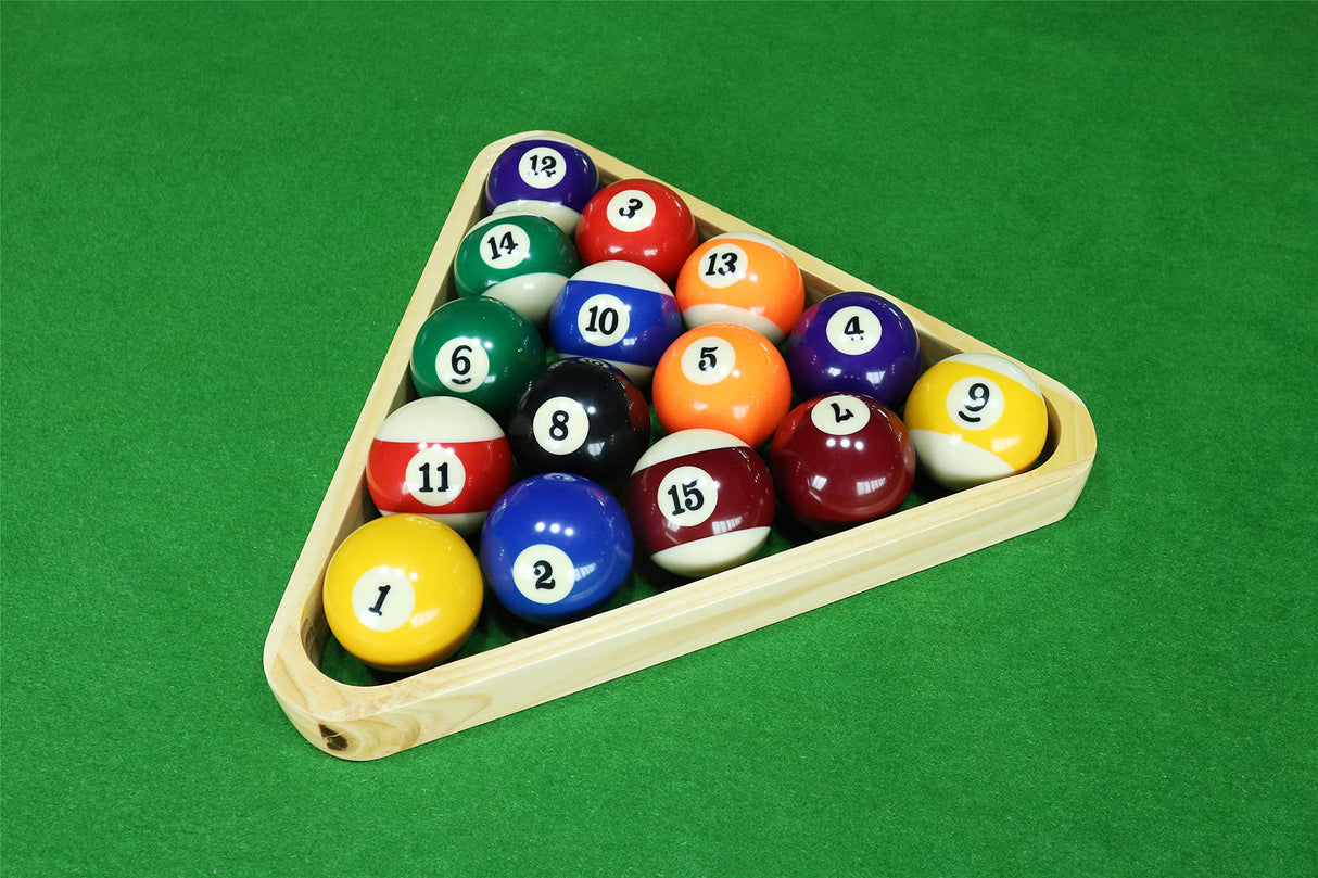Billiard Balls Set, Pool Table Triangle Ball Rack and 9-Ball Diamond Rack (Wood), 5 Cue Chalks and 2 Table Spot Stickers - Pool Table Accessories BETTERLINE